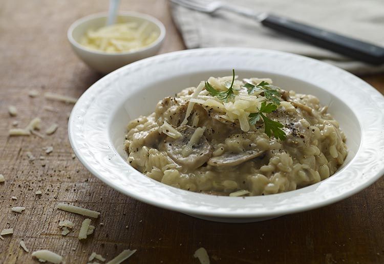 Risotto a la crema de champiñones