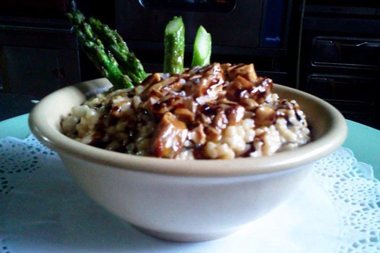 Arroz meloso con foie y hongos