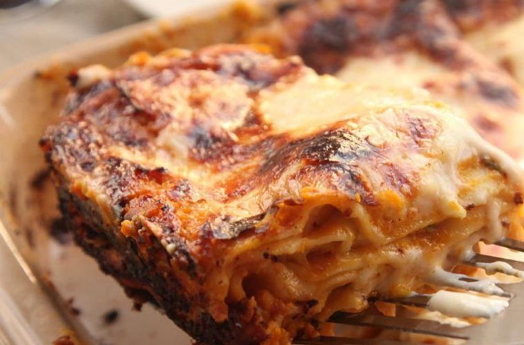 Lasaña de calabaza y pollo