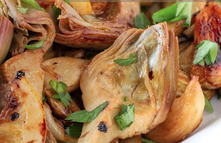Alcachofas al microondas con limón y almendras