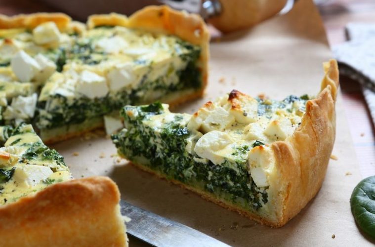 Quiche de bacalao y restos de espinacas