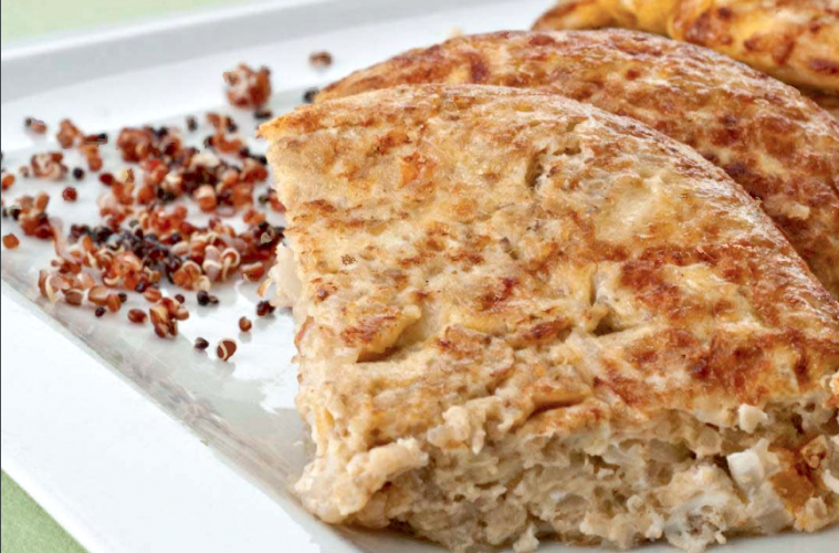 Tortilla de restos de quinoa ya cocinada