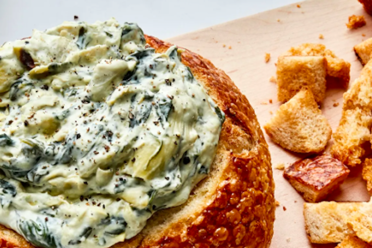 Crema de espinacas y alcachofas con queso