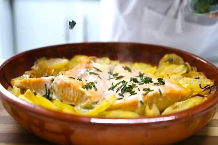 Cazuela de salmón al horno