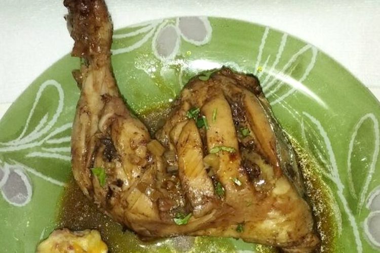 Pollo al ajillo con vinagre de Jerez