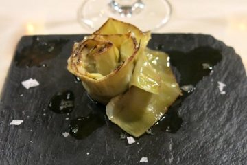 Alcachofas confitadas con aceite de ibérico