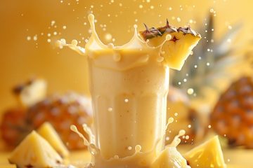 Smoothie de pera, piña y plátano que empieza a ponerse feo