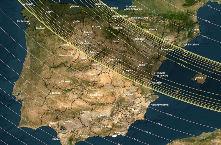 Las reservas en establecimientos con vistas al eclipse se disparan en toda la franja de totalidad (Foto Instituto Geográfico Nacional)