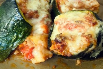Calabacín relleno con boloñesa de ternera