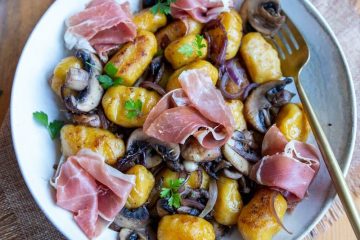 Gnocchi de calabaza, champiñón y jamón