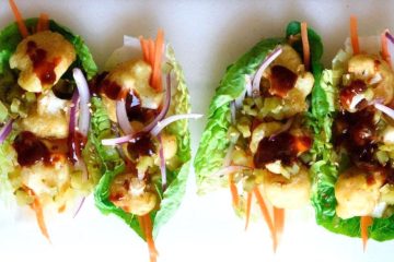 Saam de coliflor en tempura con salsa barbacoa