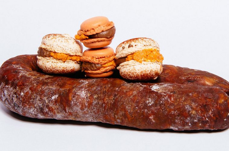 Macarons con chorizo y guianduja