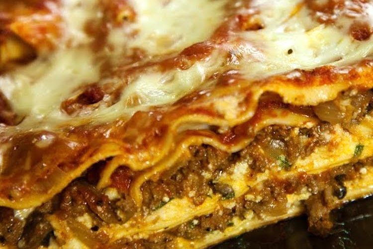 Lasaña de carne sobrante y setas