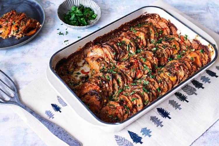 Boniato gratinado con mantequilla de cacahuete