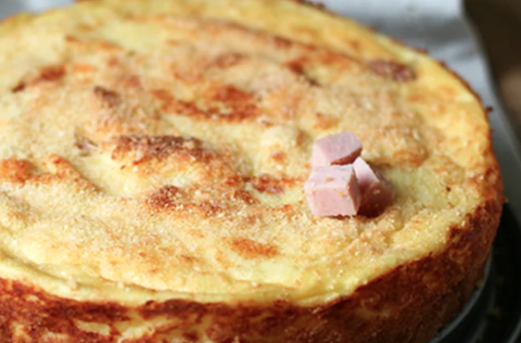 Torta de patatas y mortadela de Bolonia