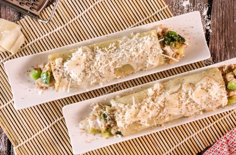 Canelones de restos de cochinillo