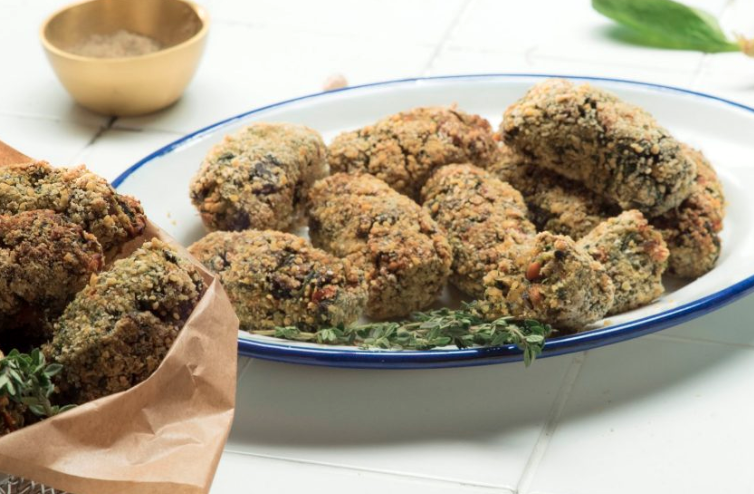 Croquetas de champiñones y espinacas al horno