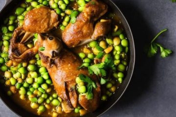 Habas y guisantes con conejo