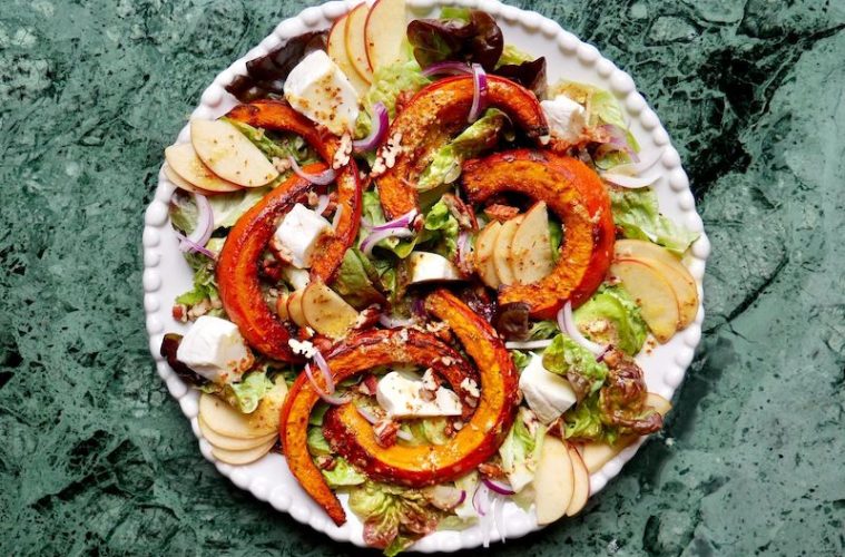 Ensalada de calabaza sobrante asada con vinagreta de mostaza