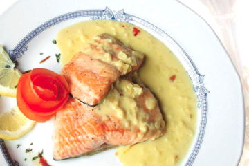 Lomos de salmón con crema de queso de torta