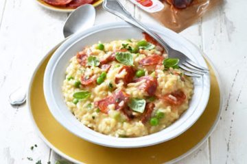 Rissoto con restos de chorizo y parmesano