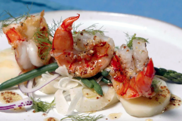 Langostinos a la plancha con verduritas