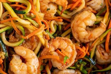 Noodles con langostinos sobrantes