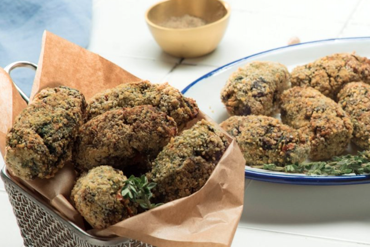 Croquetas de champiñones y espinacas, sin gluten y al horno