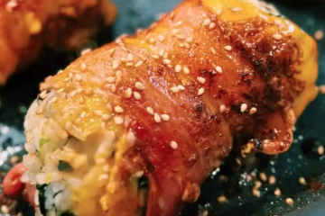 Rollitos de bacon con arroz sobrante de ayer