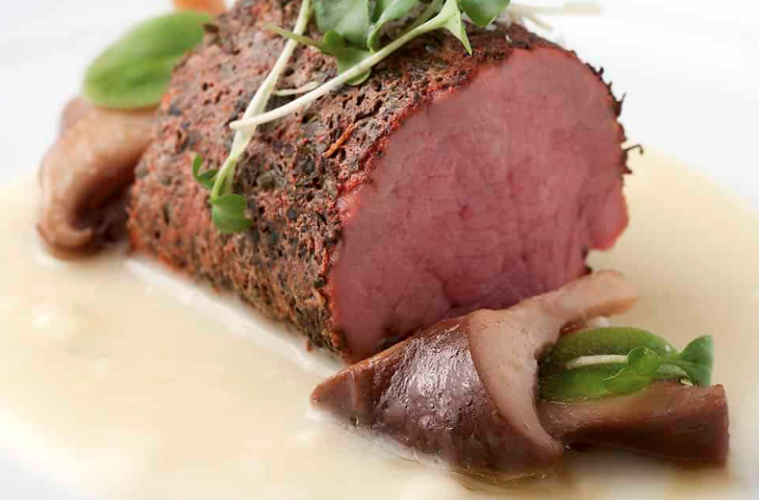 Solomillo ibérico con costra de finas hierbas