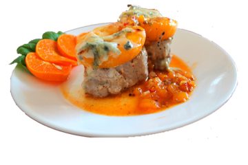 Lomo de cerdo con salsa de melocotón