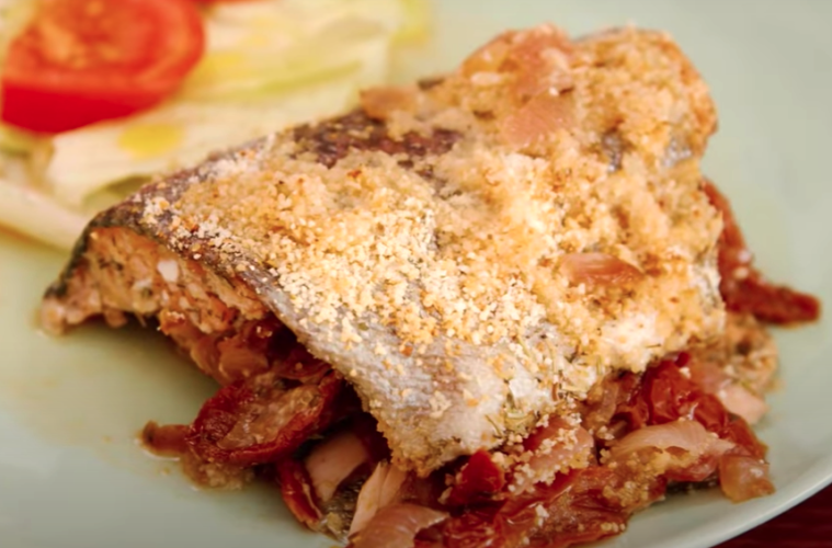 Trucha al horno con tomates secos