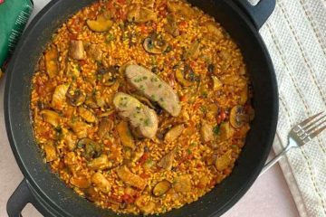 Arroz con secreto ibérico, setas y foie