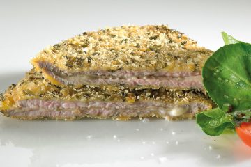 Milanesa de ternera con berenjena y queso