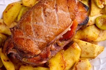 Magret de pato con foie gras, manzana e higos