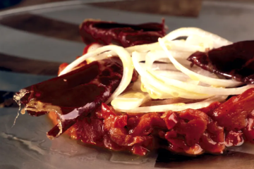 Pimientos asados con cecina al aceite de cominos