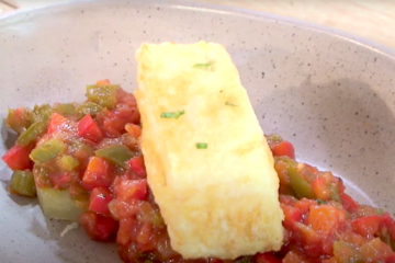 Bacalao huertano con pisto que sobró de ayer
