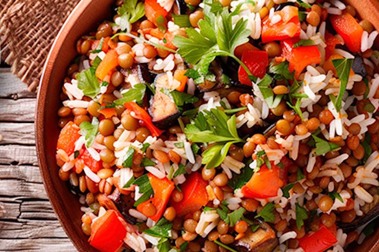 Ensalada de lentejas con arroz