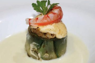 Alcachofas rellenas con gambas sobrantes