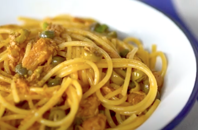 Carbonara de atún en conserva