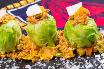Coles de Bruselas con picadillo de pechuga sobrante