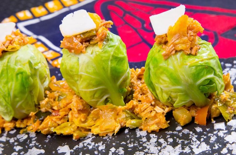 Coles de Bruselas con picadillo de pechuga sobrante