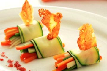 Rollitos de verduras sobrantes con crujiente de queso