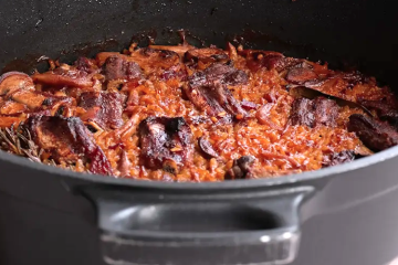 Arroz al horno con costillas y setas