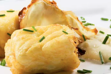 Bacalao fresco con puré de apio