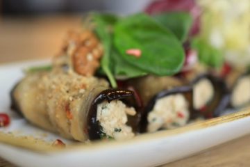 Canelones de berenjena rellenos de pechuga