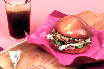 Hamburguesa de champiñones que empiecen a madurar