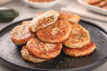 Pastelitos vegetarianos de patata, lentejas y hierbas aromáticas