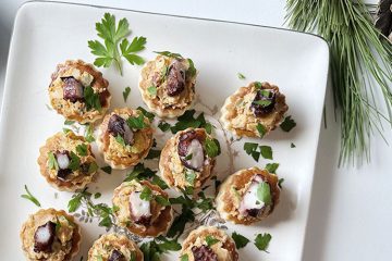 Volovanes de pulpo con crema de queso