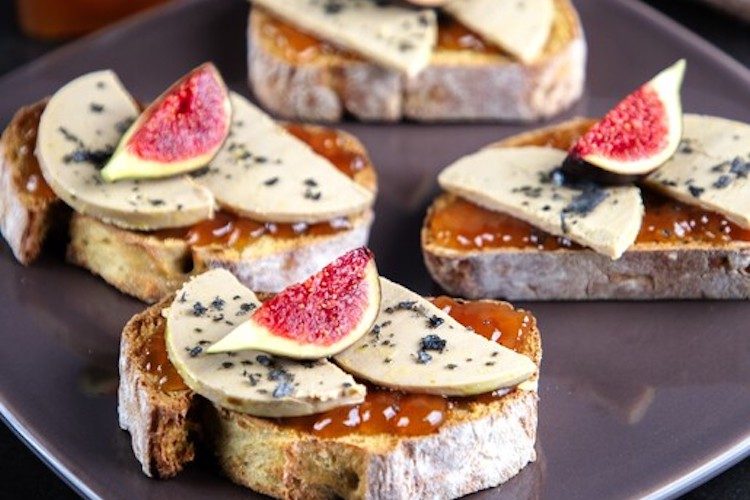 Bruschettas de foie gras e higos